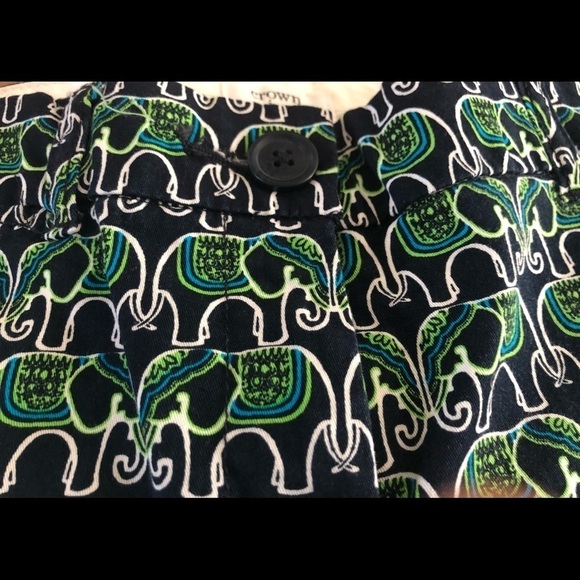 Crown & Ivy Elephant Print Navy Green Shorts 8 NEW Novelty Preppy University - Picture 3 of 5